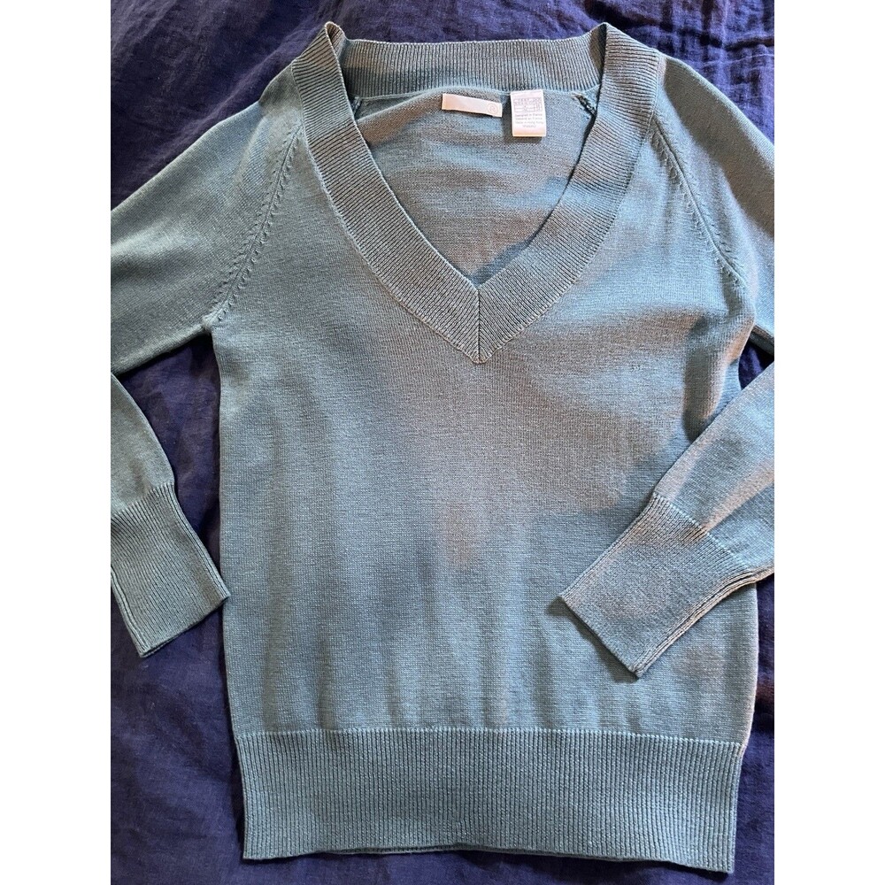 River Island Women's Jumper pullover v-neck sweater green womens size 2 / 4 xs
